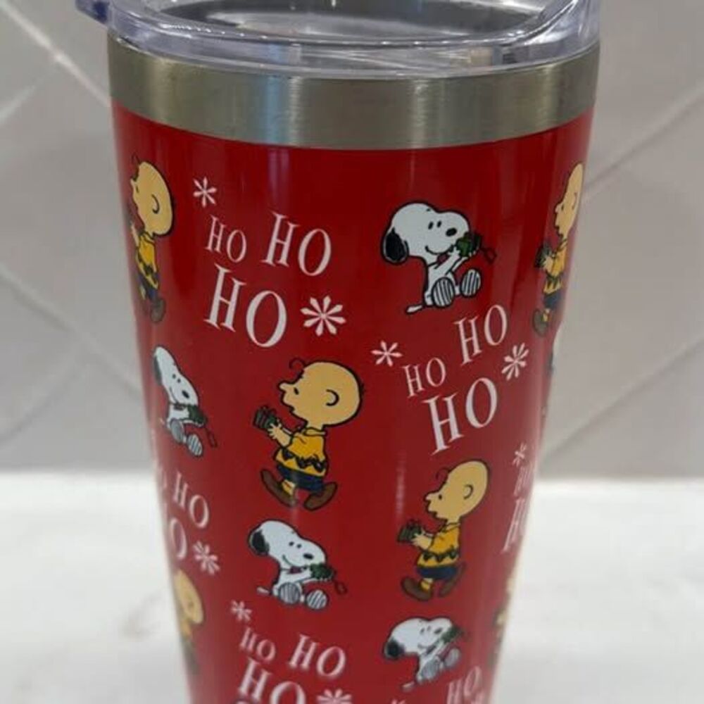 Peanuts Snoopy Charlie Brown Christmas Tumbler HO HO HO Gibson 2022